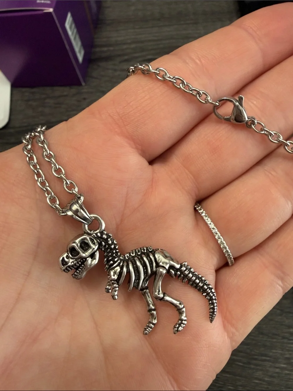 New Punk Youth Silver Dinosaur Skeleton Pendant Necklace